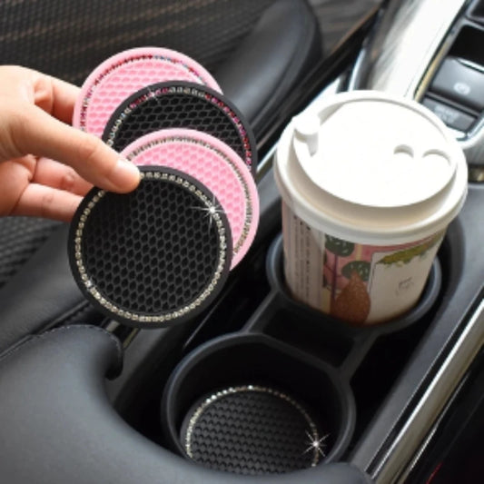 2PCS rhinestone car holder coaster